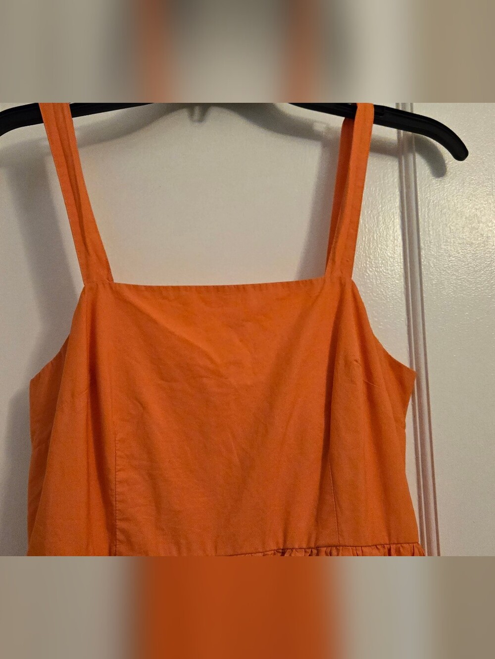 Women's Orange Square-Neck Midi Dress
